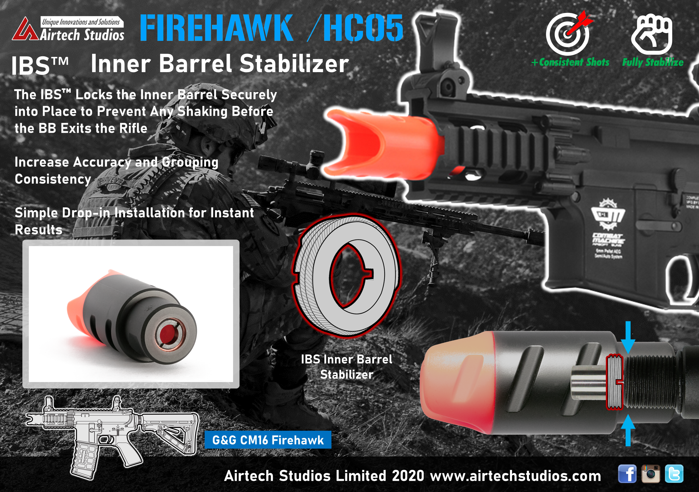 G&G CM16 Firehawk IBS™ Inner Barrel Stabilizer