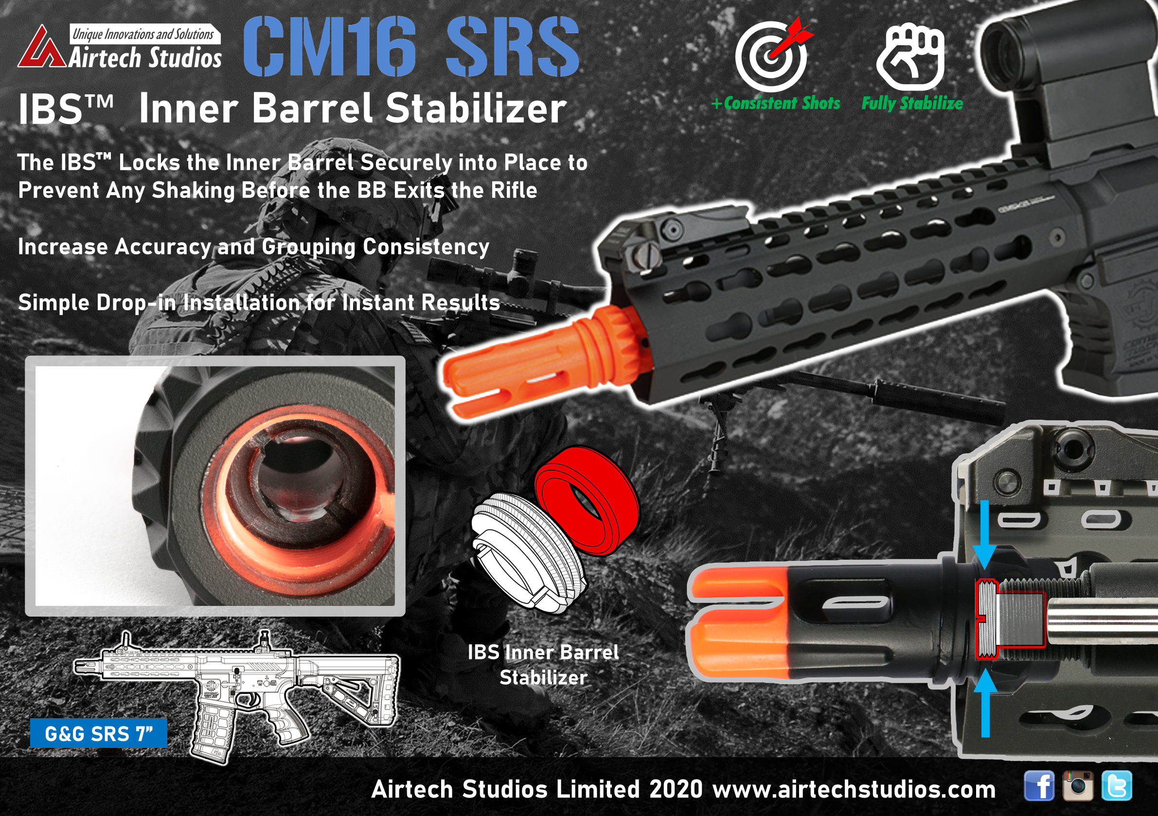 G&G CM16 SRS 7" IBS™ Inner Barrel Stabilizer