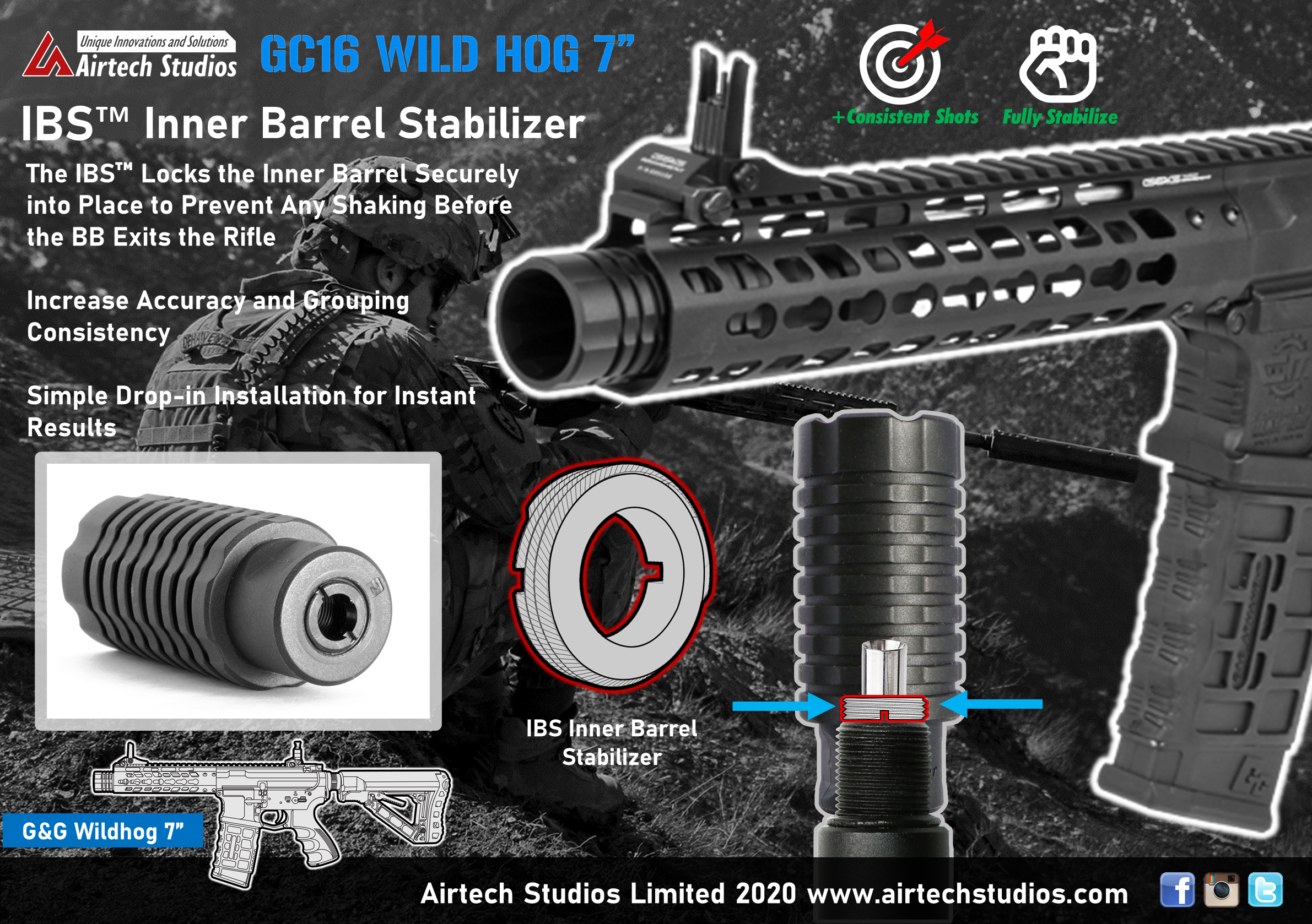 G&G CM16 Wildhog 7" IBS™ Inner Barrel Stabilizer