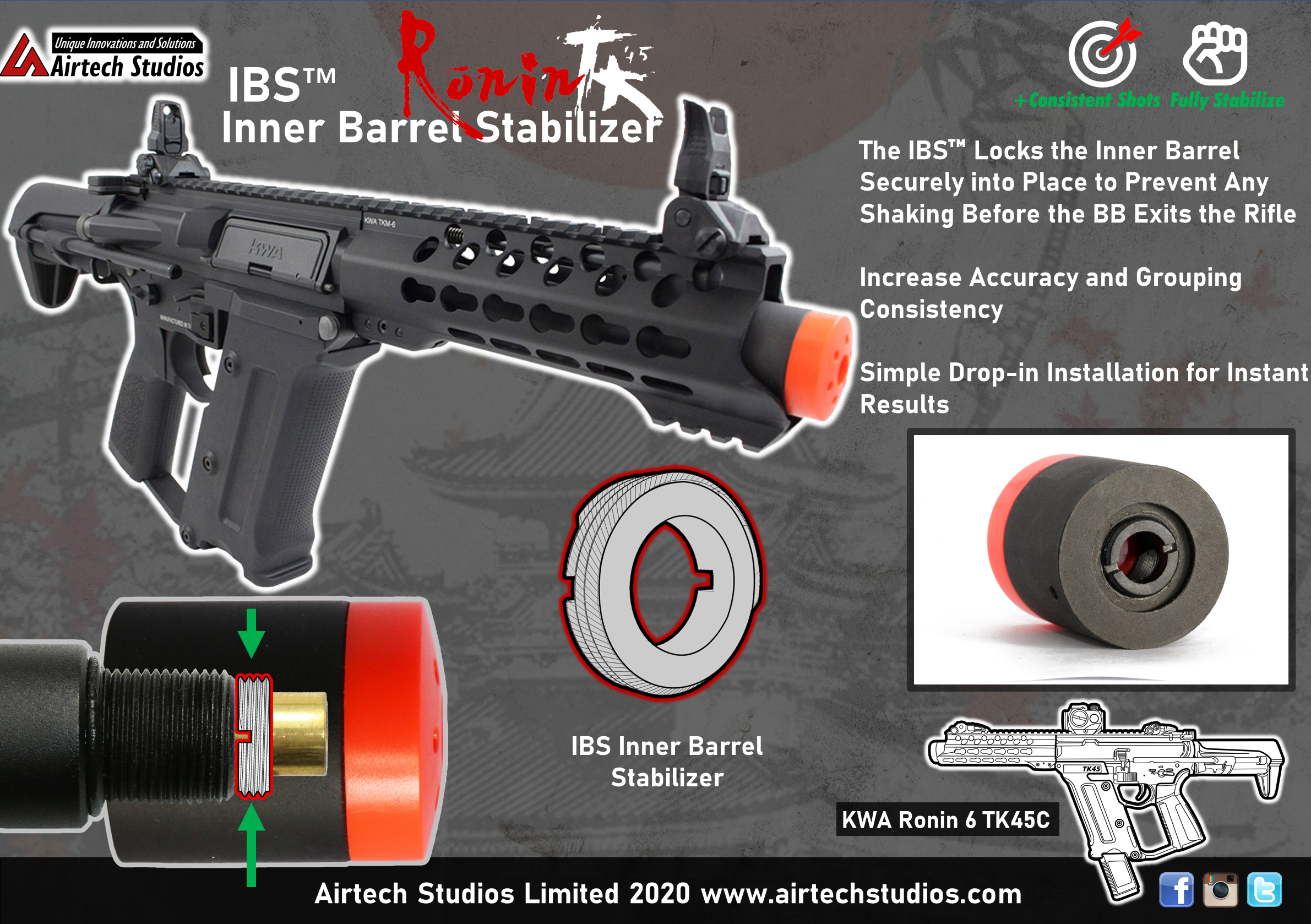 KWA Ronin 6 PDW & TK45 IBS™ Inner Barrel Stabilizer