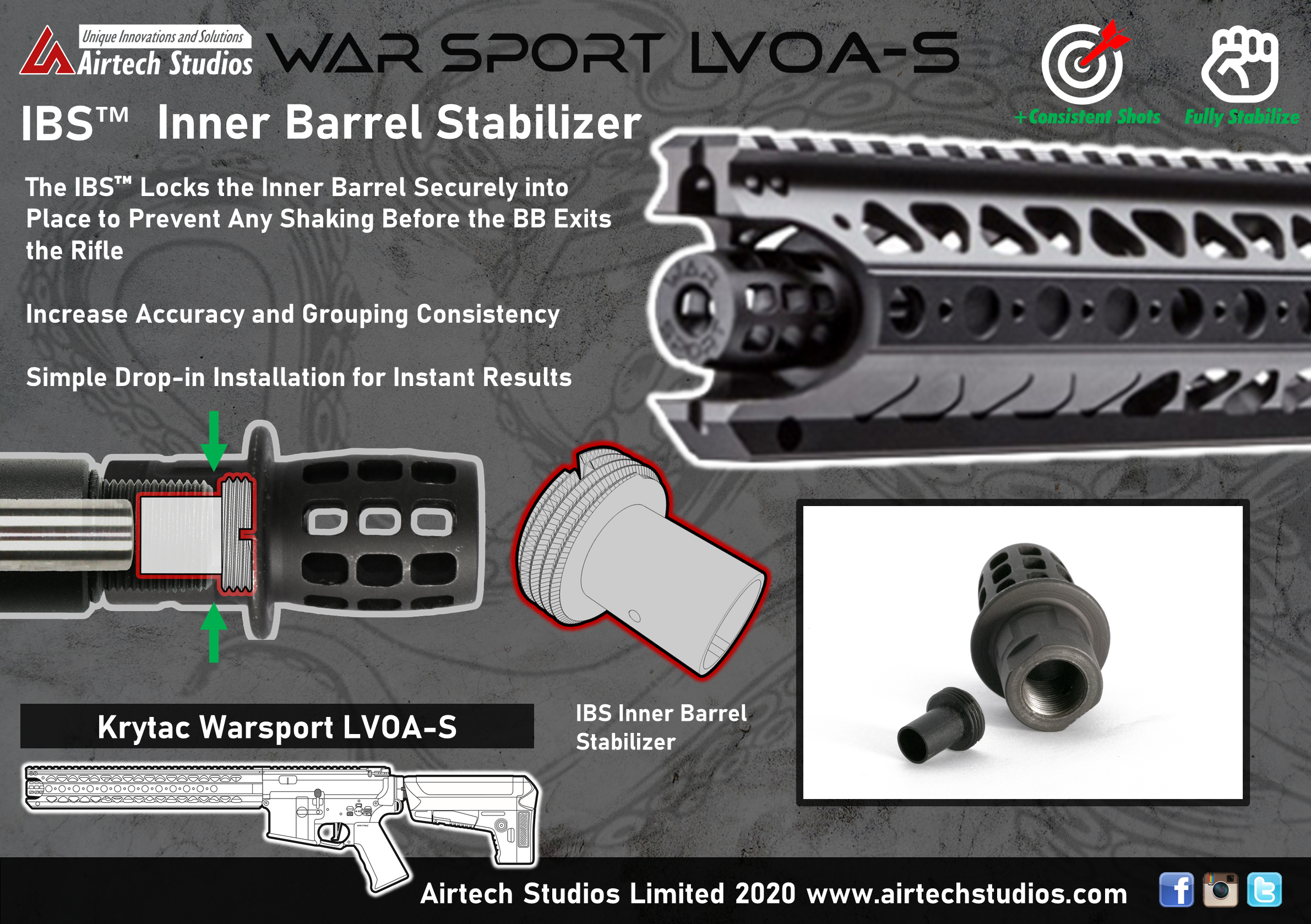 Krytac LVOA-S Warsport IBS™ Inner Barrel Stabilizer