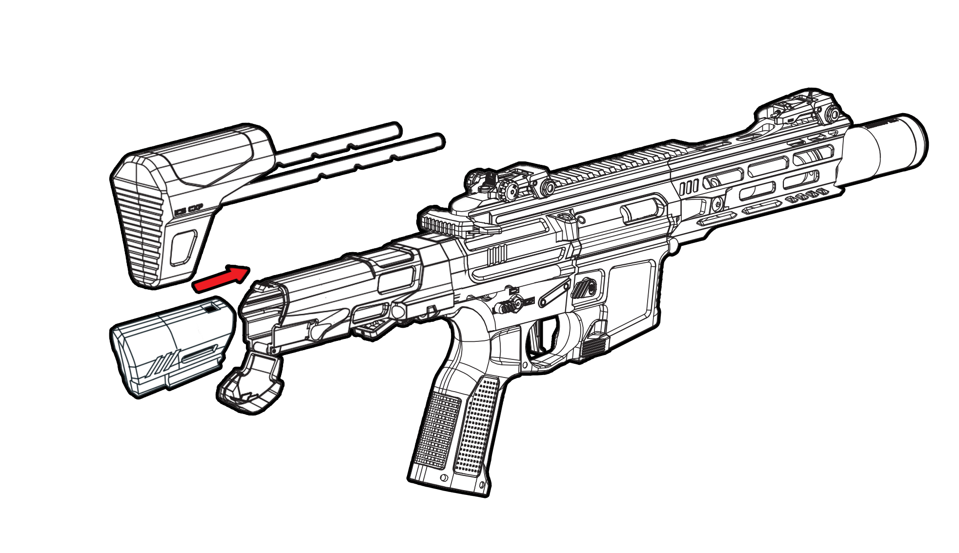 ICS CXP-MARS PDW9 Carbine: BEU™ Battery Extension Unit