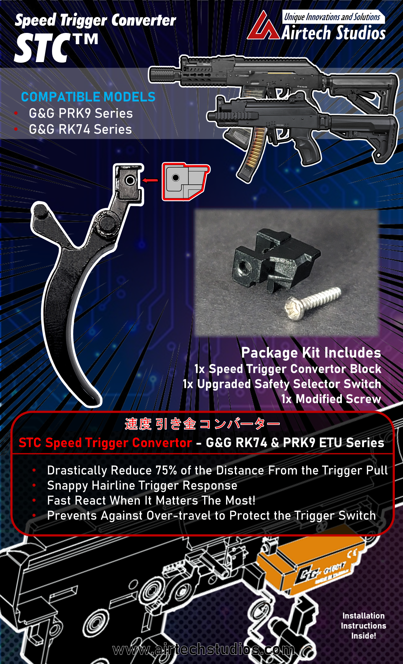 STC Speed Trigger Converter - Designed for the G&G PRK9 & RK74 Series